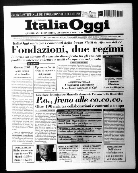 Italia oggi : quotidiano di economia finanza e politica